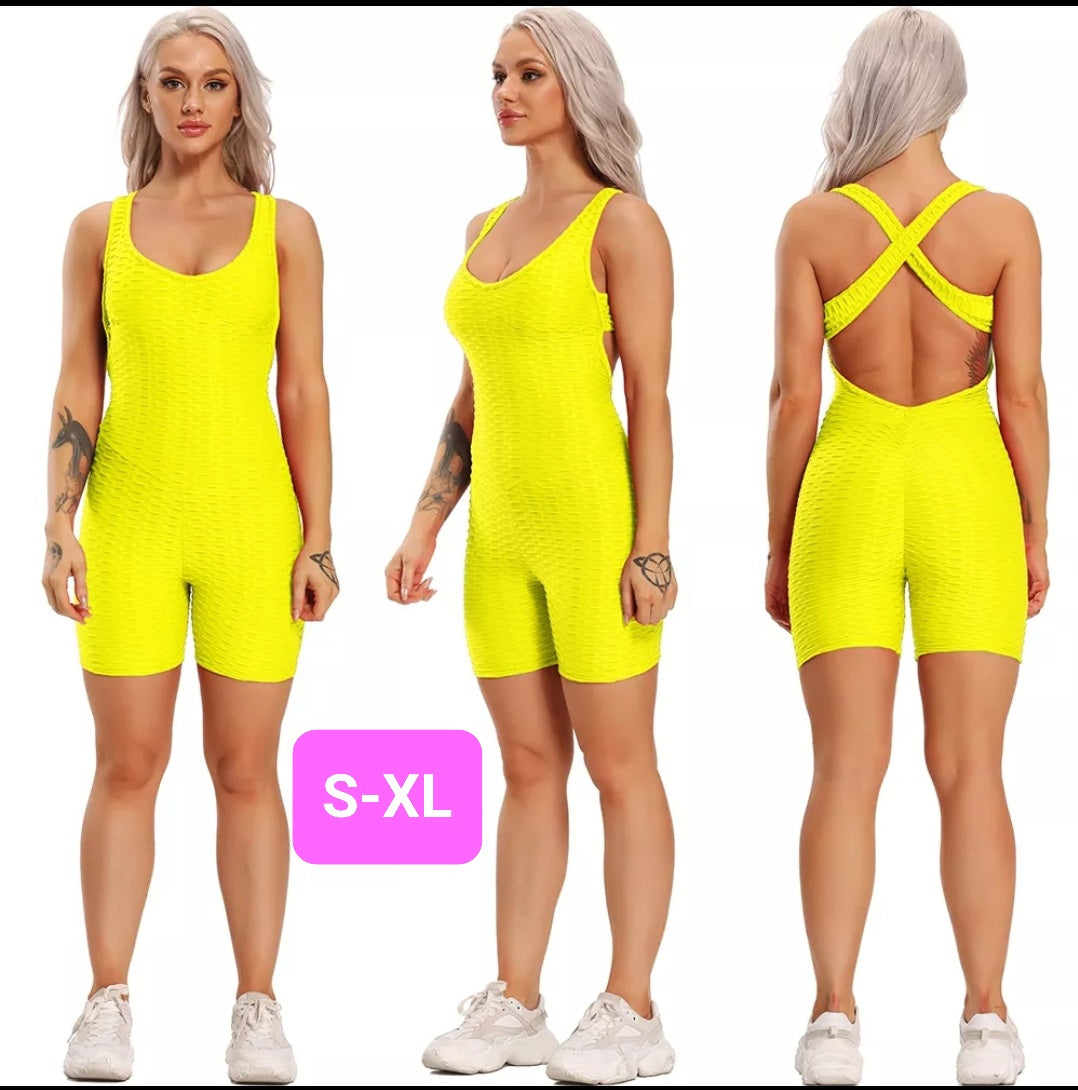 Woven Textured Rompers Yellow (S-XL)