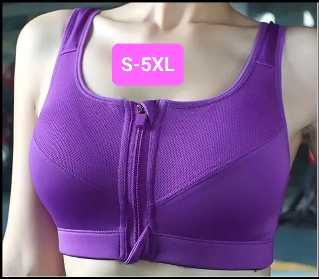 Zipper Sports Bra PURPLE (S-5XL)