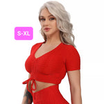 Woven Textured String Crop Top RED (S-XL)