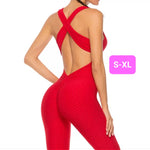 Woven Textured Jumpsuit Red (S-XL)