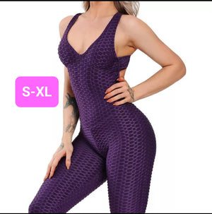 Woven Textured Jumpsuit Purple (S-XL)