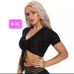 Woven Textured String Crop Top BLACK (S-XL)