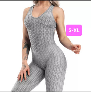 Woven Textured Jumpsuit Gray (S-XL)