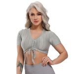 Woven Textured String Crop Top GRAY (S-XL)