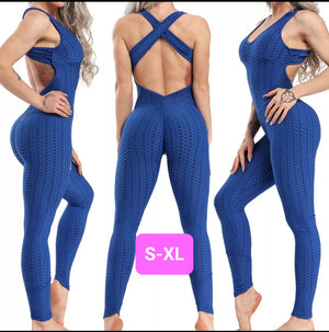 Woven Textured Jumpsuit Blue (S-XL)