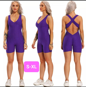 Woven Textured Rompers Purple (S-XL)