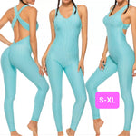 Woven Textured Jumpsuit Sky Blue(S-XL)