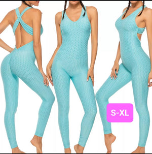 Woven Textured Jumpsuit Sky Blue(S-XL)