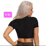 Woven Textured String Crop Top BLACK (S-XL)