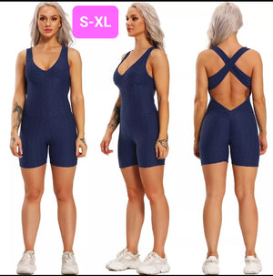 Woven Textured Rompers Dark Blue (S-XL)