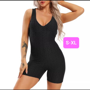 Woven Textured Rompers Black (S-XL)