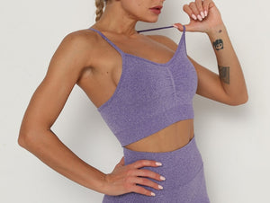 Noodle Strap Purple Sports Bra (S-XL)