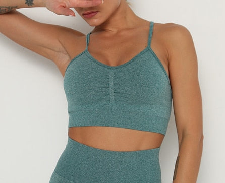 Noodle Strap Green Sports Bra (S-XL)