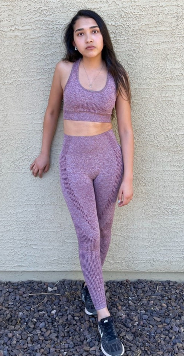 2pc. WINE- Pants/SportsBra (S-L)