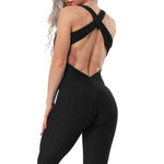 Woven Textured Jumpsuit Black (S-XL)