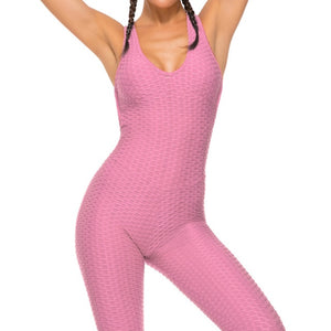 Woven Textured Jumpsuit Pink (S-XL)