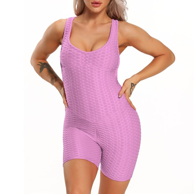 Woven Textured Rompers Pink (S-XL)