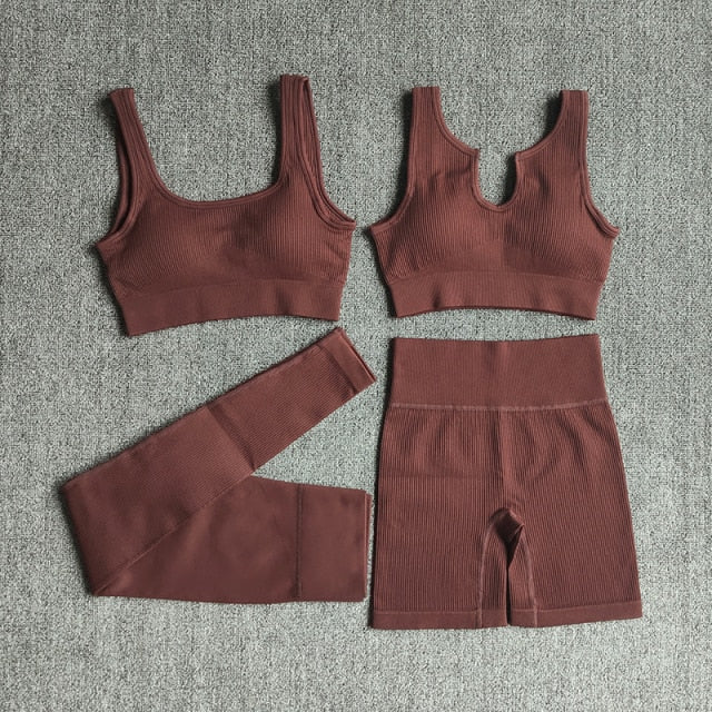 4pc. BROWN Ribbed Set (S-L)